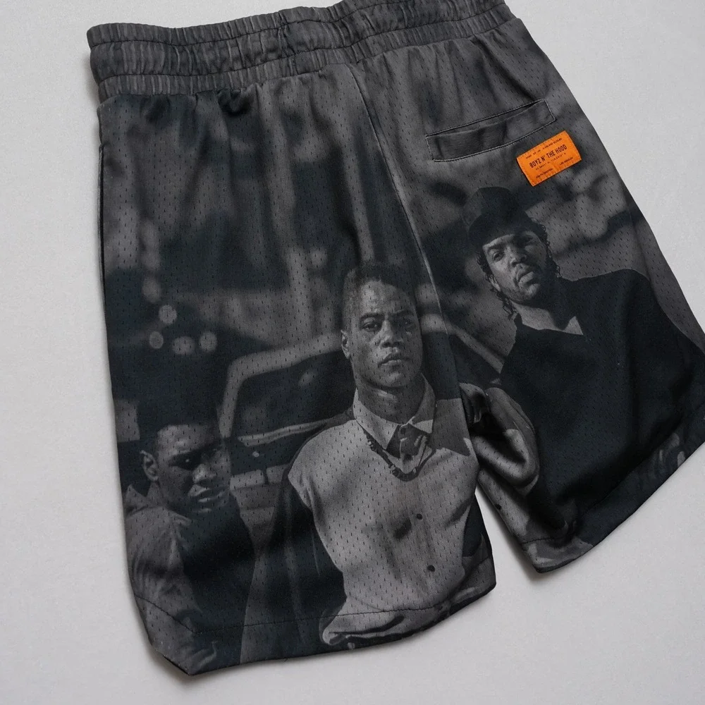 Shoe Palace Boyz N The Hood Shorts Mens‎ Small Gray Mesh Graphic Drawstring